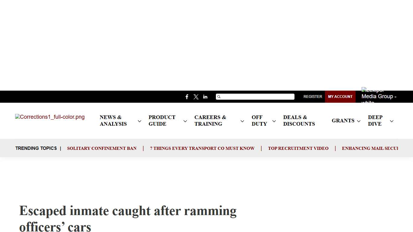 Escaped inmate caught after ramming officers' cars